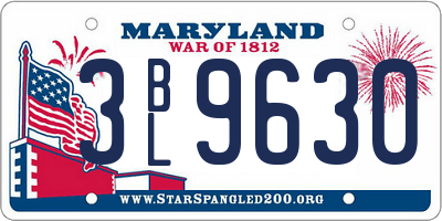 MD license plate 3BL9630