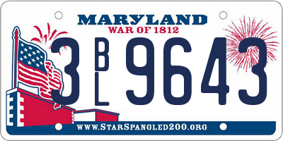 MD license plate 3BL9643