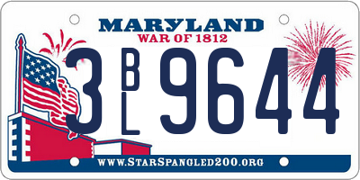 MD license plate 3BL9644