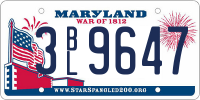 MD license plate 3BL9647