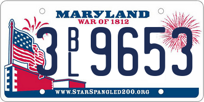 MD license plate 3BL9653