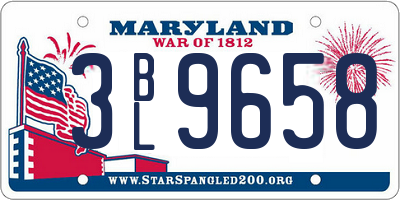 MD license plate 3BL9658