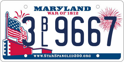 MD license plate 3BL9667