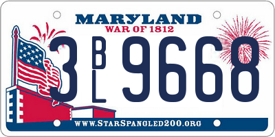 MD license plate 3BL9668
