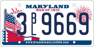MD license plate 3BL9669
