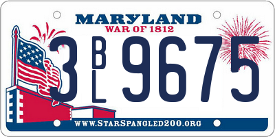 MD license plate 3BL9675