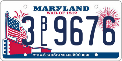 MD license plate 3BL9676