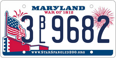 MD license plate 3BL9682