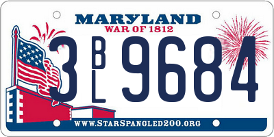 MD license plate 3BL9684