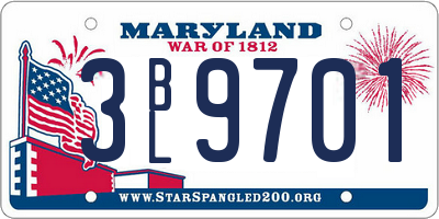 MD license plate 3BL9701