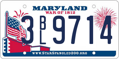 MD license plate 3BL9714
