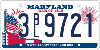 MD license plate 3BL9721