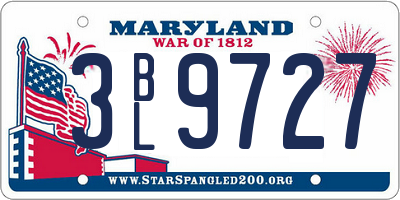 MD license plate 3BL9727