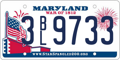 MD license plate 3BL9733