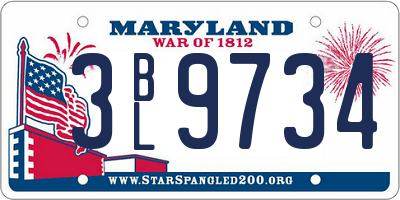 MD license plate 3BL9734