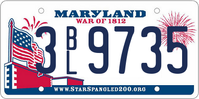 MD license plate 3BL9735