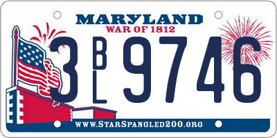 MD license plate 3BL9746