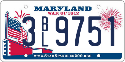 MD license plate 3BL9751