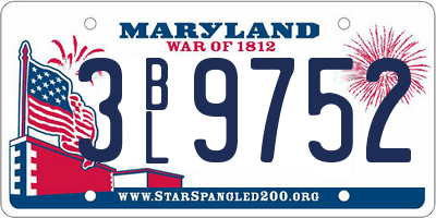 MD license plate 3BL9752