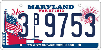 MD license plate 3BL9753