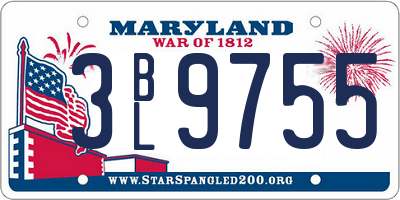 MD license plate 3BL9755