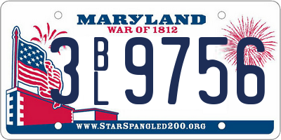 MD license plate 3BL9756