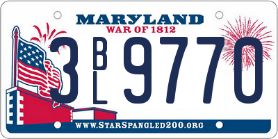 MD license plate 3BL9770