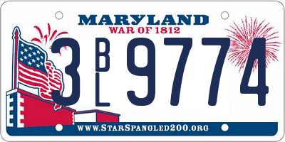 MD license plate 3BL9774