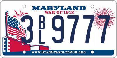 MD license plate 3BL9777