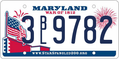 MD license plate 3BL9782