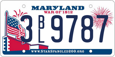 MD license plate 3BL9787