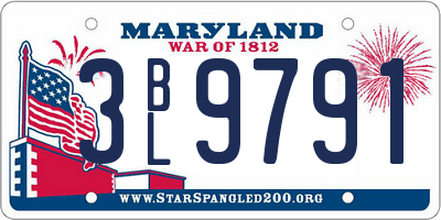 MD license plate 3BL9791