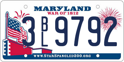 MD license plate 3BL9792