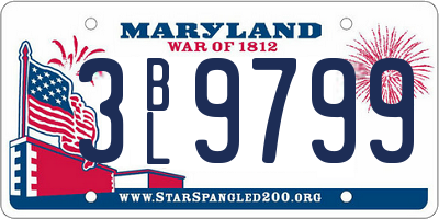 MD license plate 3BL9799