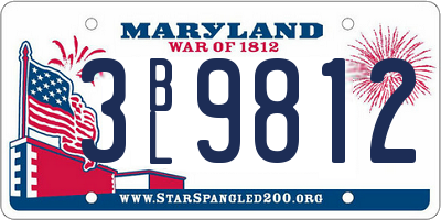 MD license plate 3BL9812