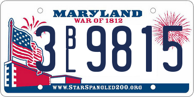 MD license plate 3BL9815