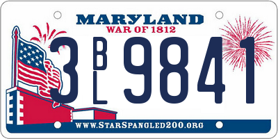 MD license plate 3BL9841