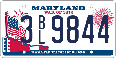 MD license plate 3BL9844