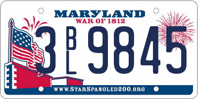 MD license plate 3BL9845