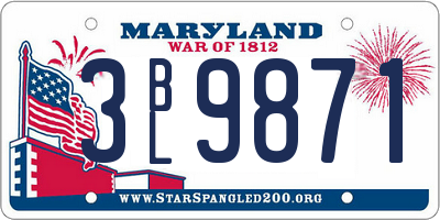 MD license plate 3BL9871