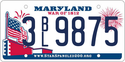 MD license plate 3BL9875