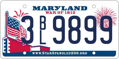 MD license plate 3BL9899