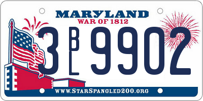 MD license plate 3BL9902