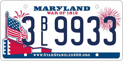 MD license plate 3BL9933