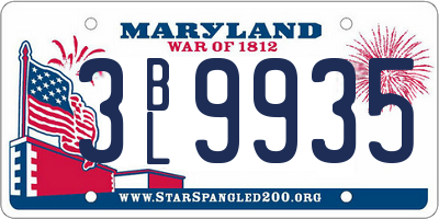 MD license plate 3BL9935
