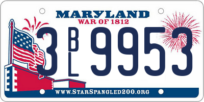 MD license plate 3BL9953