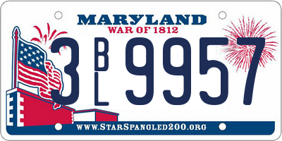MD license plate 3BL9957