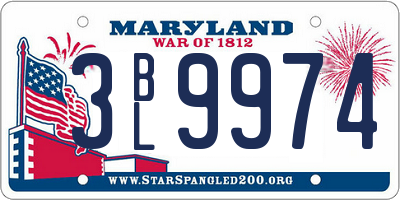 MD license plate 3BL9974