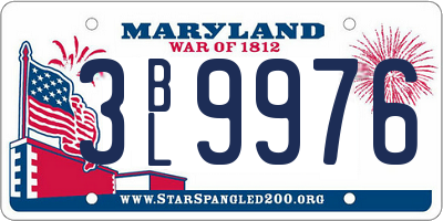 MD license plate 3BL9976