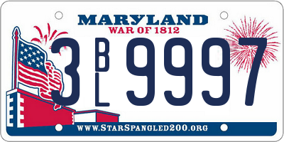 MD license plate 3BL9997